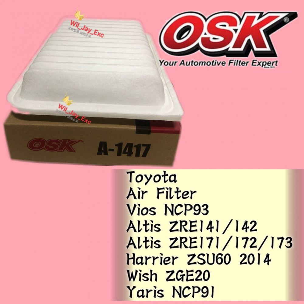 OSK TOYOTA VIOS NCP93 ALTIS HARRIER WISH YARIS AIR FILTER A 1417