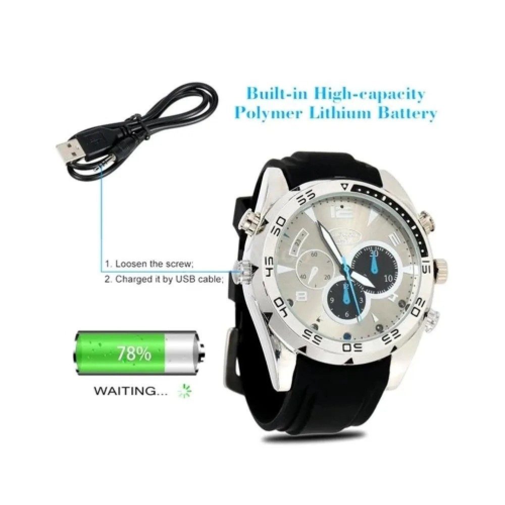 X10 Night Vision Spy Hidden Pinhole Spy Watch Camera 32GB