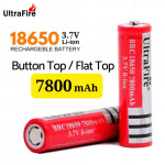 ULTRAFIRE 18650 3.7V 7800mAh Button Top Flat Top Rechargeable Li-Ion Battery