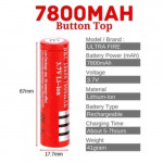 ULTRAFIRE 18650 3.7V 7800mAh Button Top Flat Top Rechargeable Li-Ion Battery