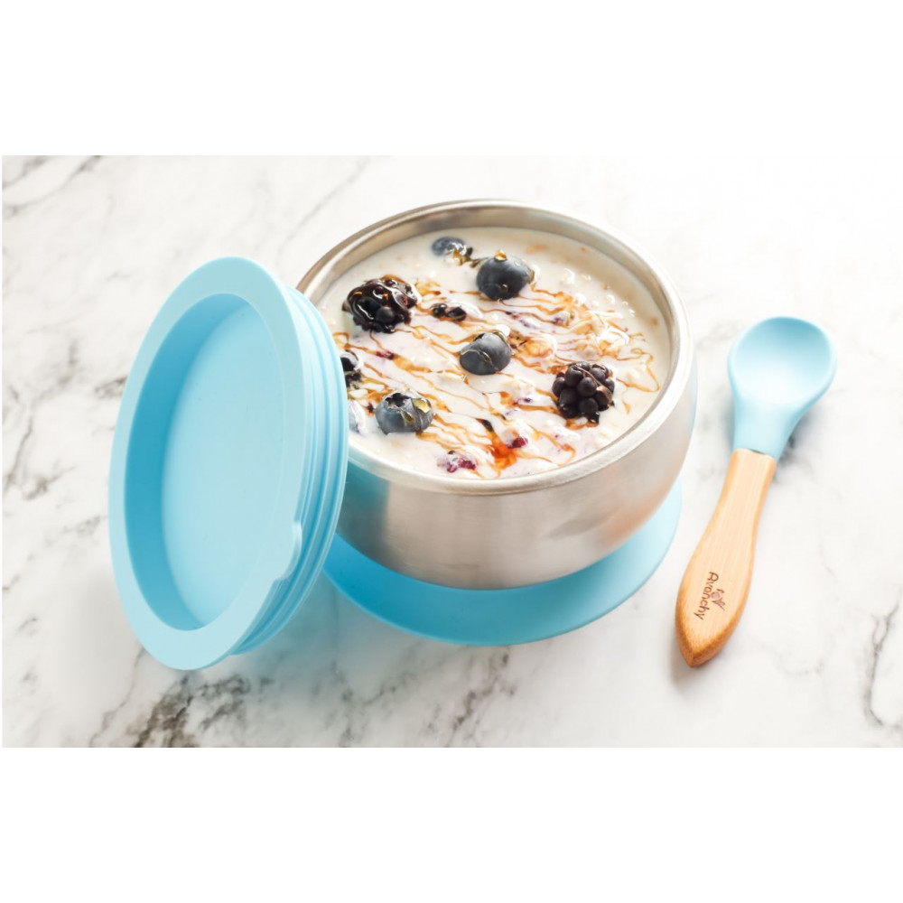 Avanchy Stainless Steel Baby Bowl + Spoon: Insulated + Stackable Lid -  Avanchy Sustainable Baby Dishware