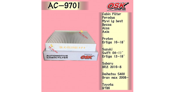 Osk Ac 9701 Cabin Filter Myvi Lagi Best Bezza Axia Alza Swift Ertiga Subaru Brz Toyota Gt