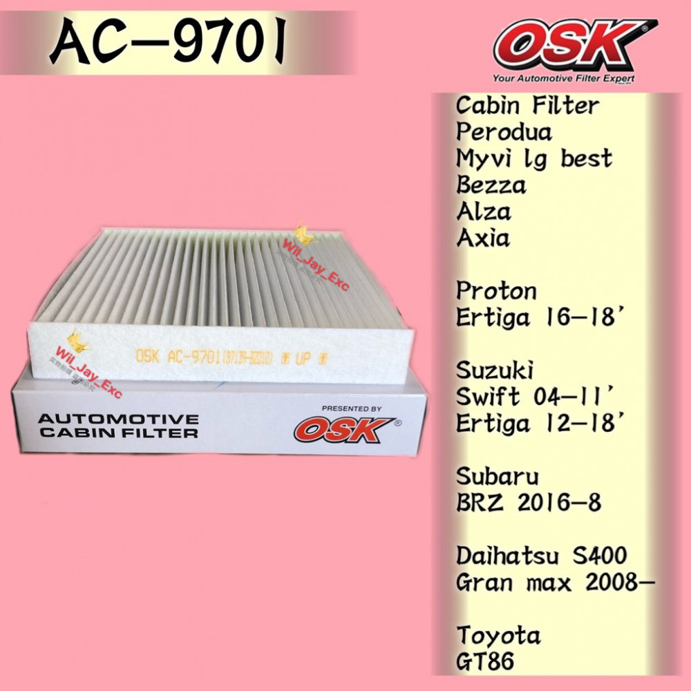 OSK AC-9701 CABIN FILTER MYVI LAGI BEST,BEZZA,AXIA,ALZA 