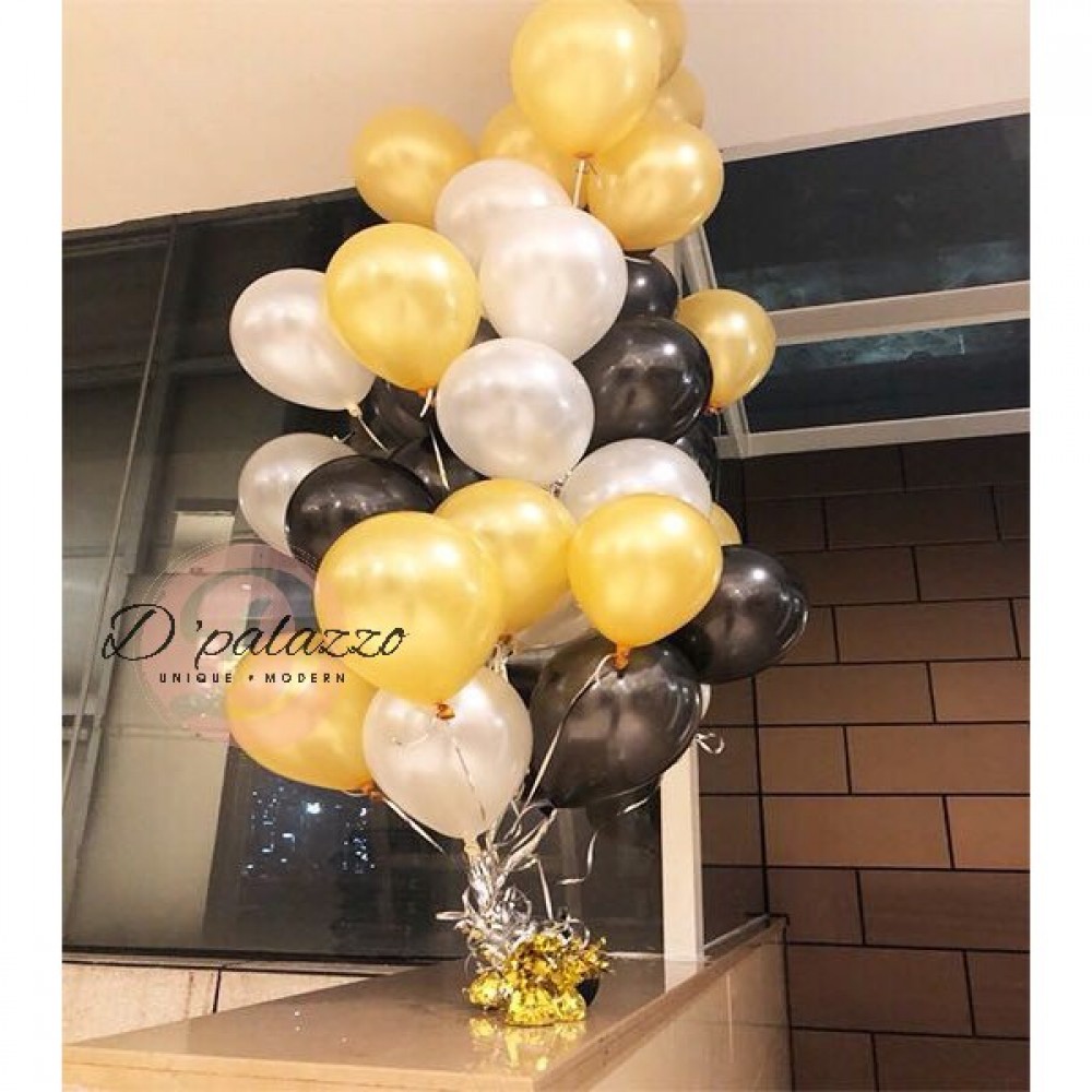 Pearl Gold Silver Black Latex Balloons Flag Bunting Birthday