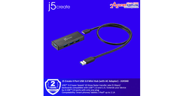 JUH340 USB™ 3.0 4-Port Mini Hub – j5create