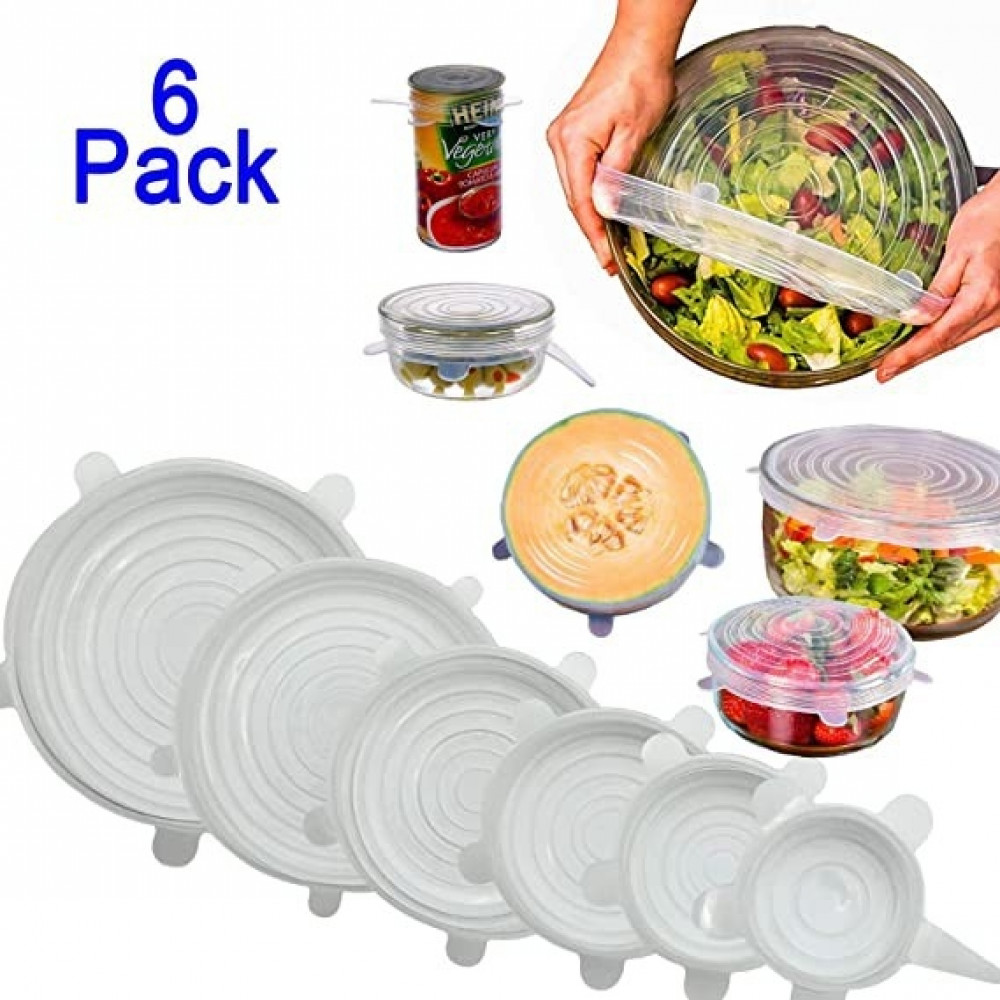 Silicone Stretch Lids Reuseable Microwave Safe Flexible Covers (set Of 6)  (loose Pack)