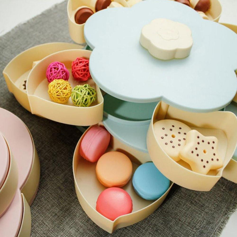 Dried Fruit Tray Storage - Rotating Petal Candy Box, Nut Storage, Fruit  Plate, Home Organizer - Double Layer - Orbisify.com