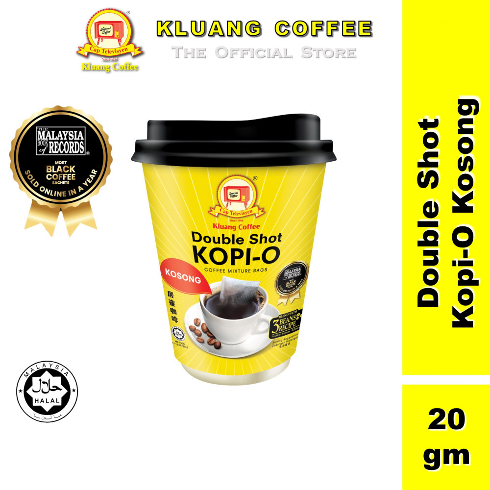 Kluang Coffee Cap Televisyen Double Shot Kopi-O Kosong (20gm x 1 cup) Kopi O Kluang Cap TV