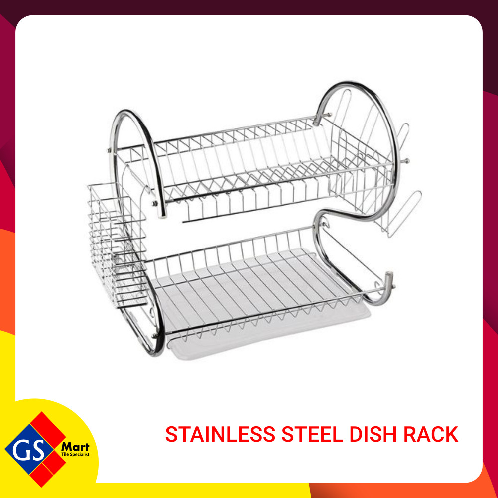stainless steel dish rack that looks like art