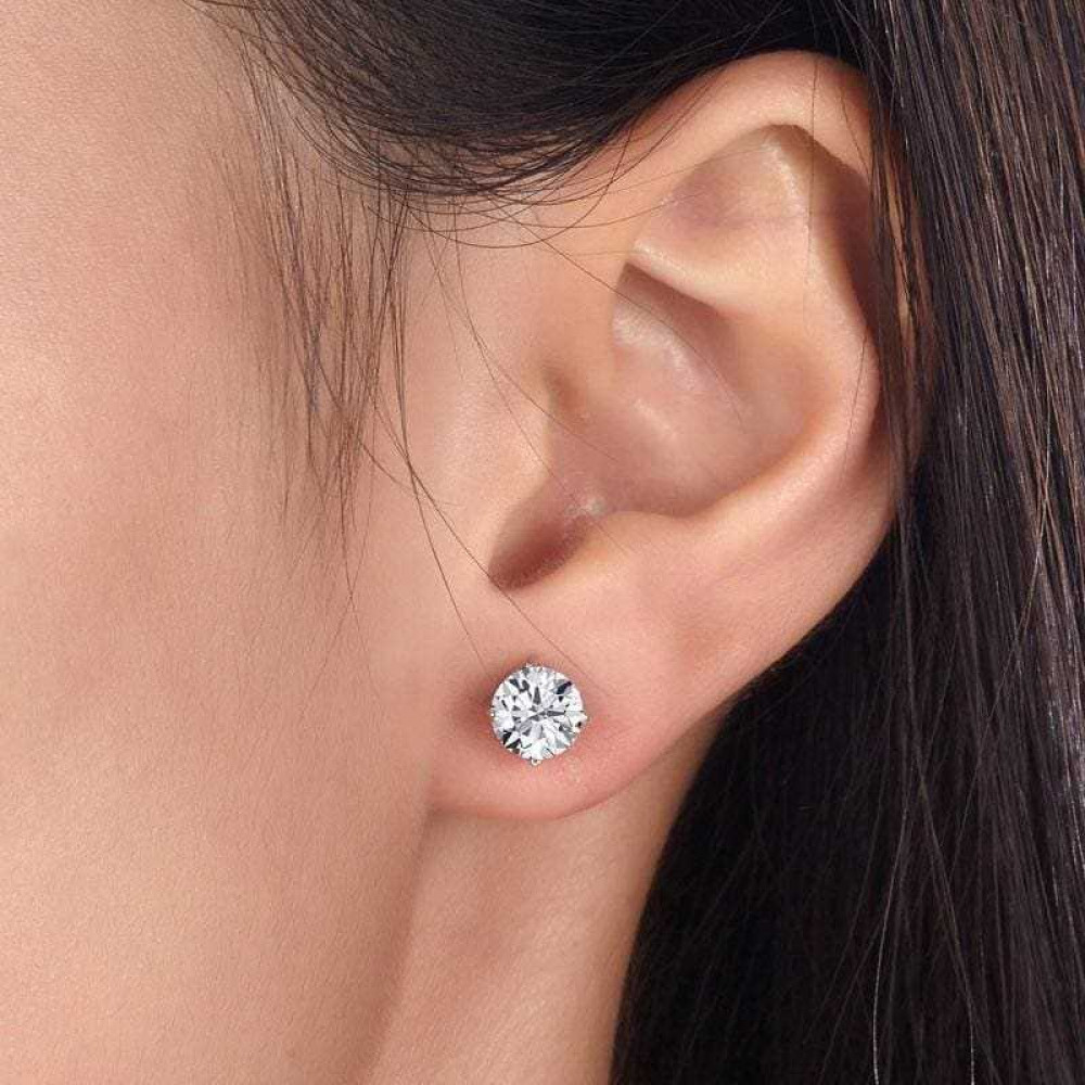 1 Carat Created Diamond Stud Earrings 925 Sterling Silver Rose