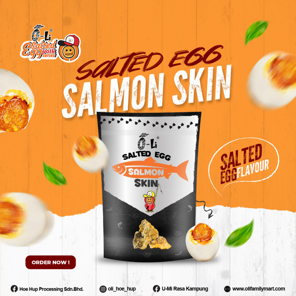 [O-Li] Salted Egg Salmon Skin 70gm (HALAL)